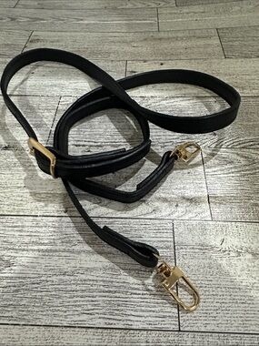 Adjustable Black faux Leather Crossbody Strap with Gold Hardware